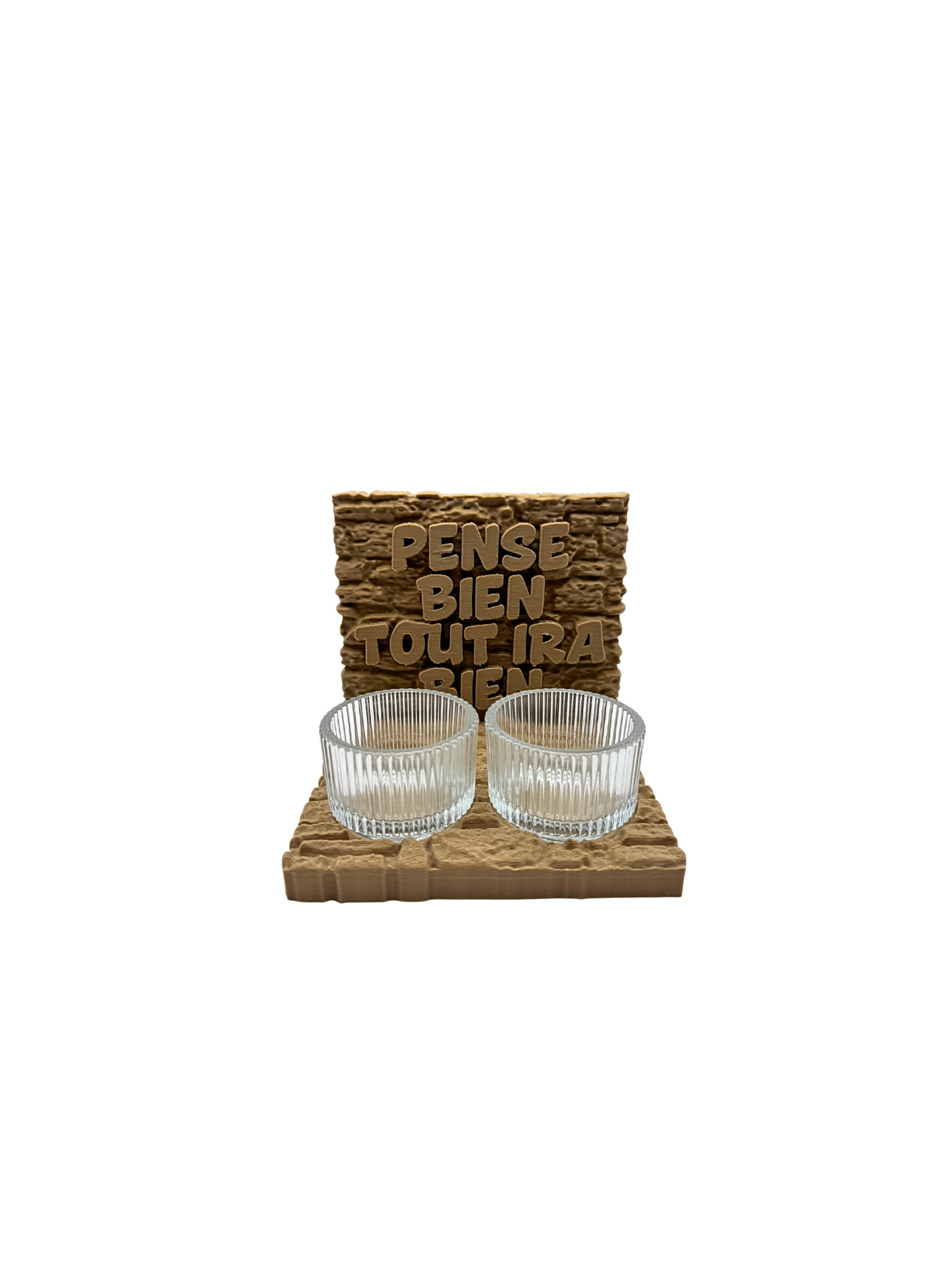 Porte-bougies "Pense Bien, Tout Ira Bien" – 2 Bougies