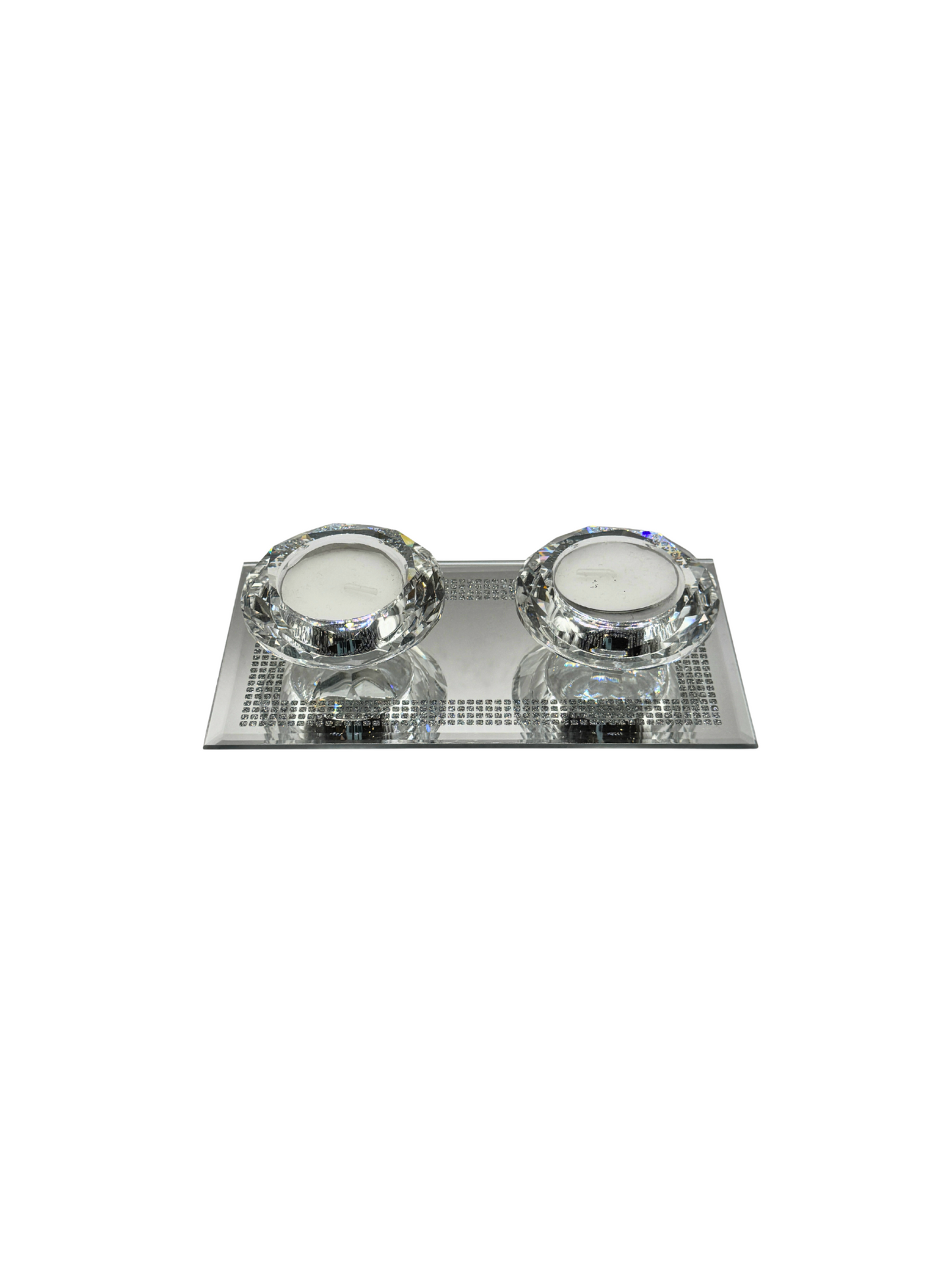Bougeoir Double Cristal sur Plateau Miroir