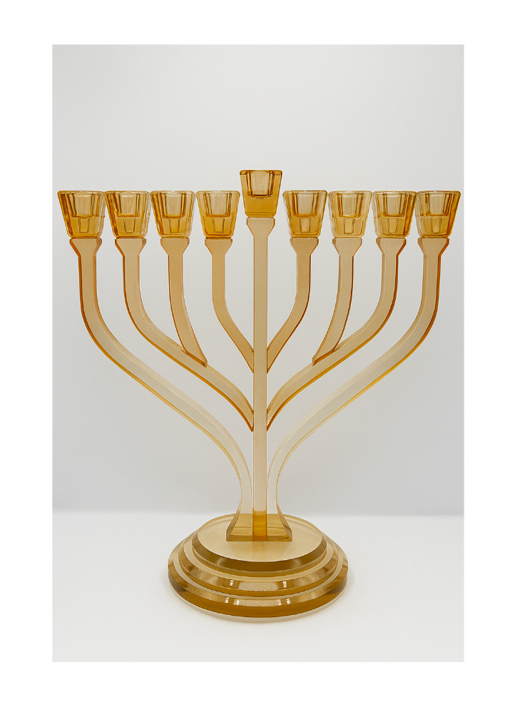 Hanoukia en verre ambrée