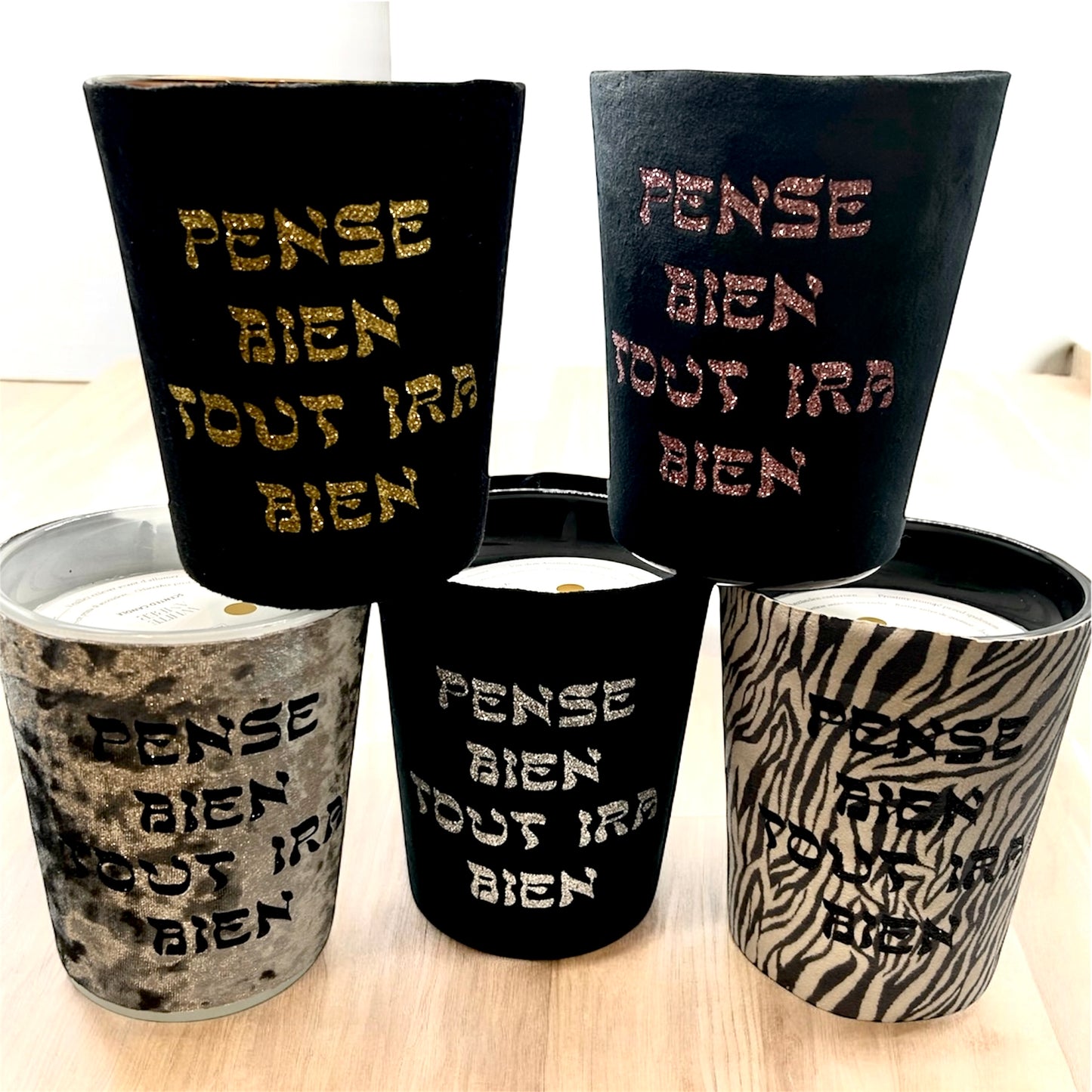 Grande Bougie "Pense Bien Tout Ira Bien" - Eucalyptus & Cèdre