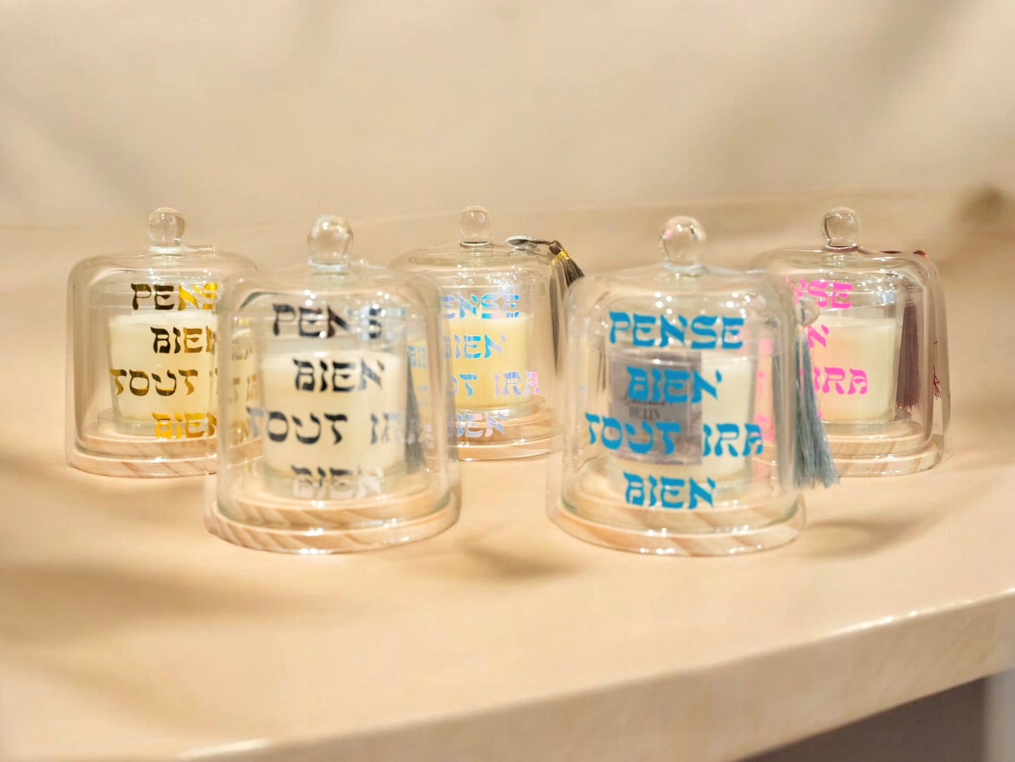 Bougie Cloche "Pense bien tout ira bien"