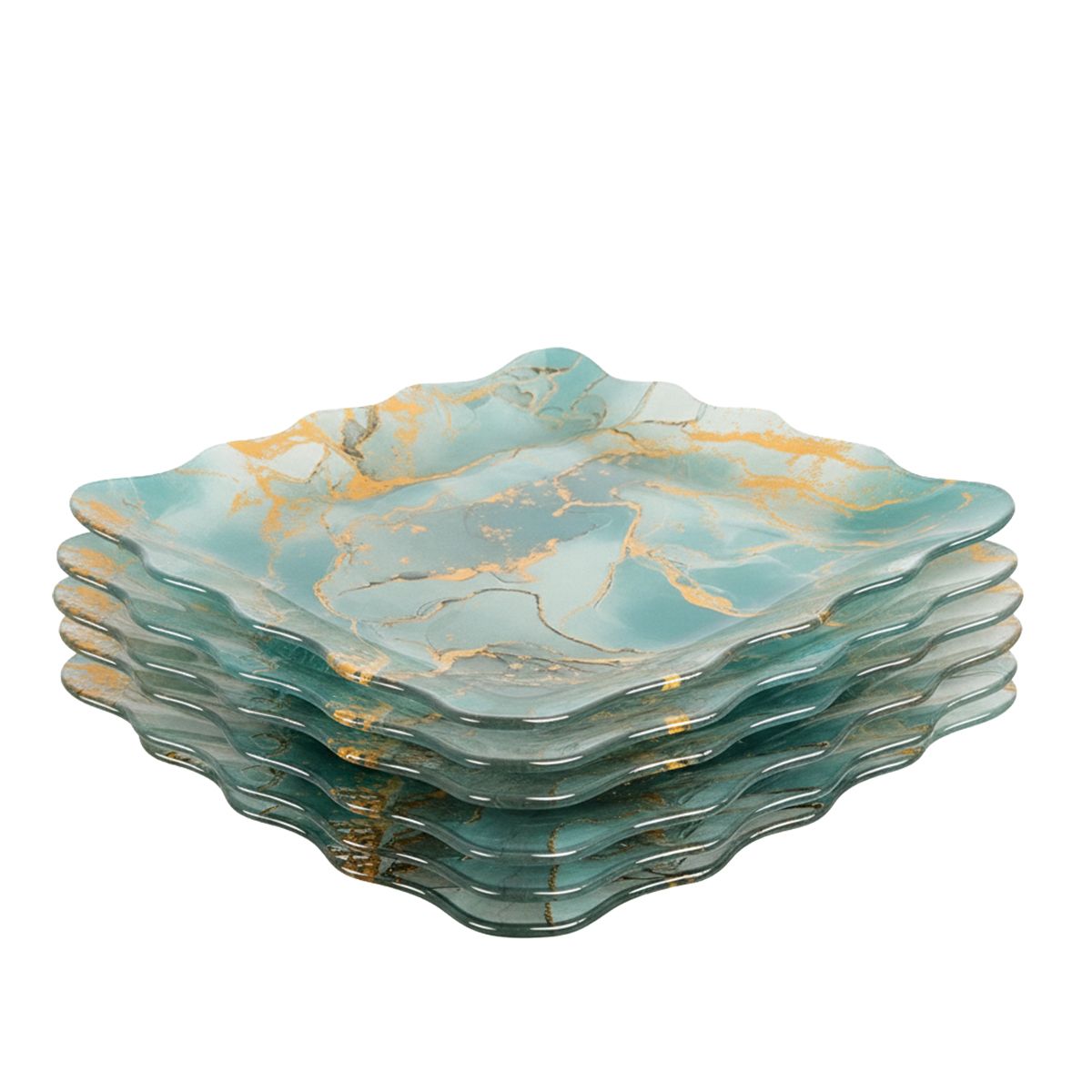 Assiette carrés marbré