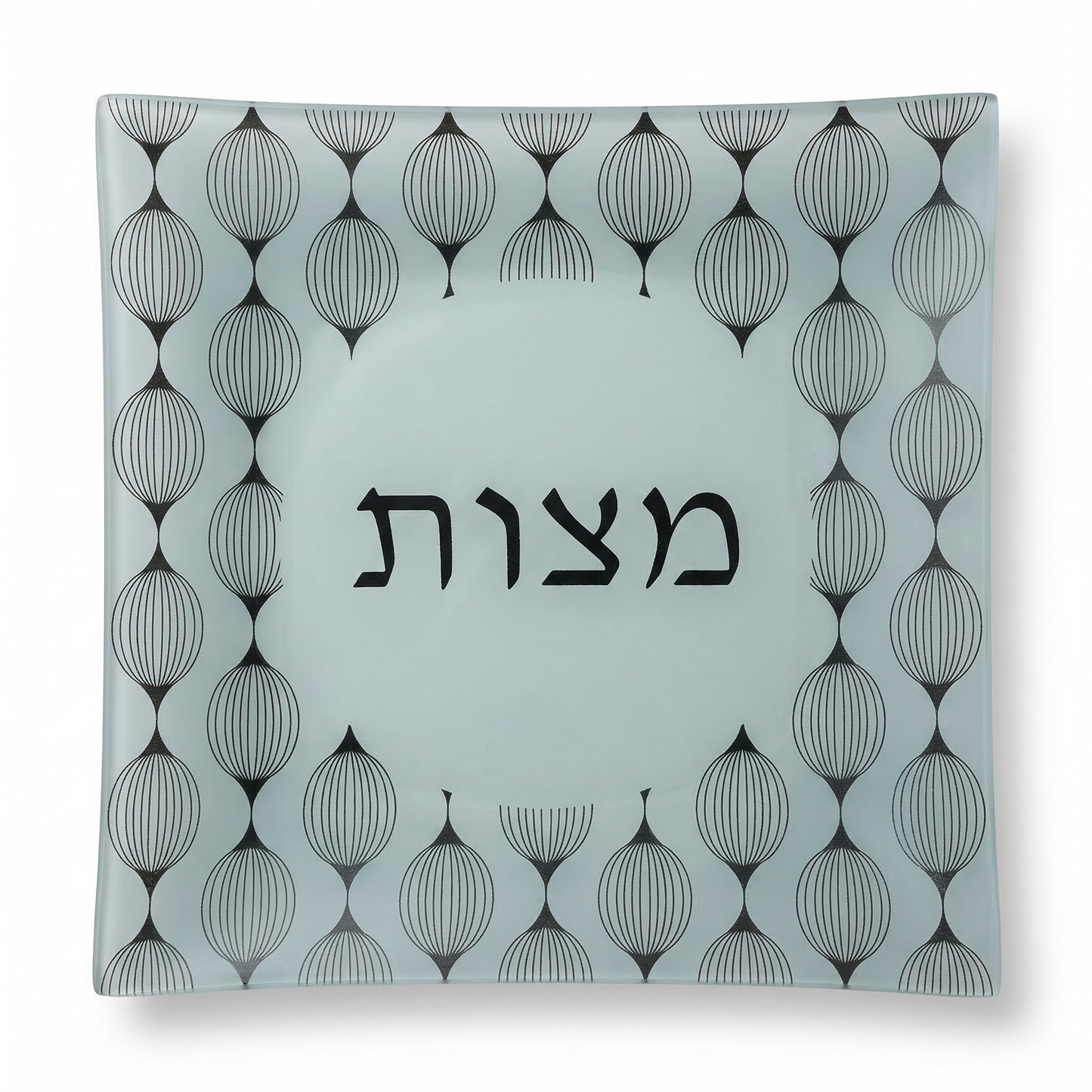 Plat pour matza blanc argent
