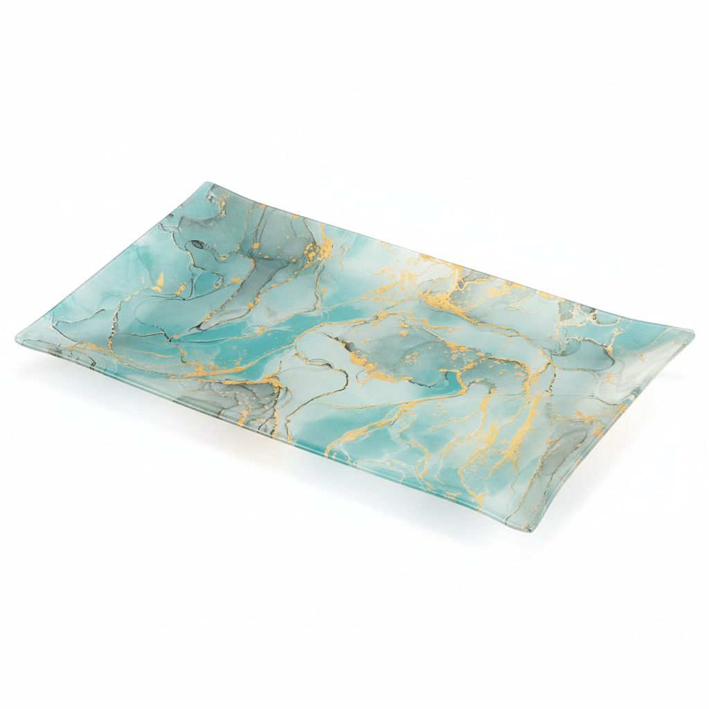 Plat rectangle marbré