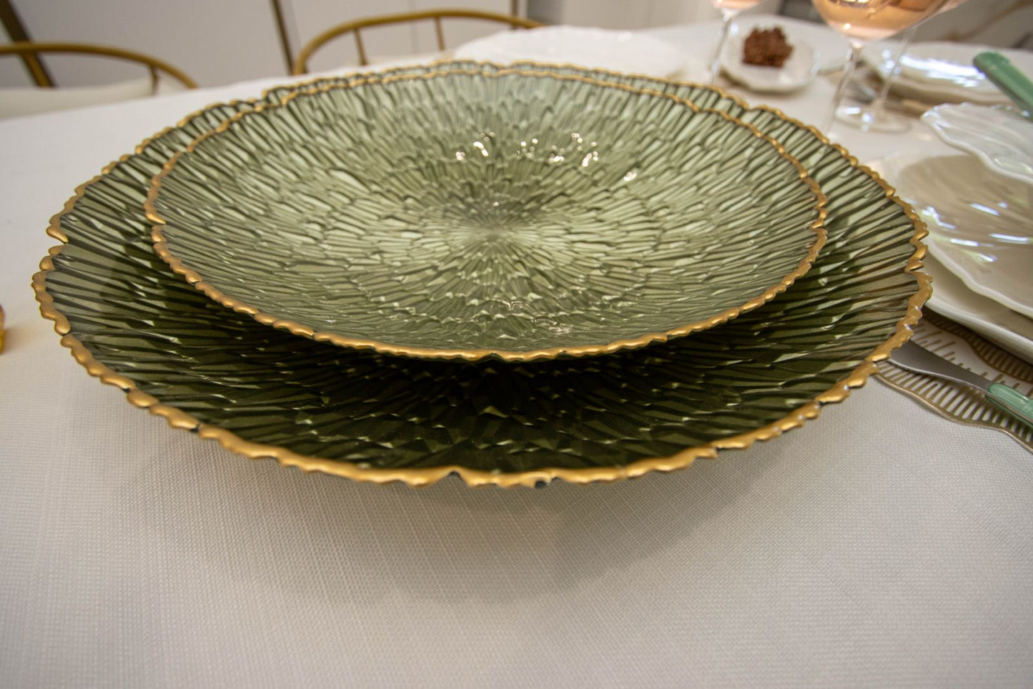 Saladier collection vert et doré