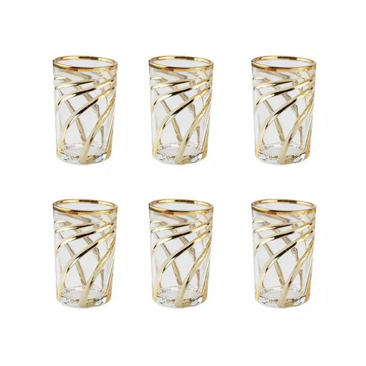 Verres à Thé à Spirales Dorées - Lot de 6