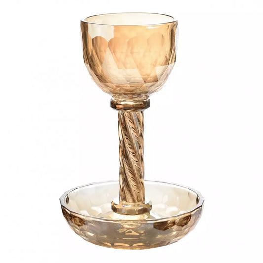 Verre de Kiddouch Ambre avec Soucoupe