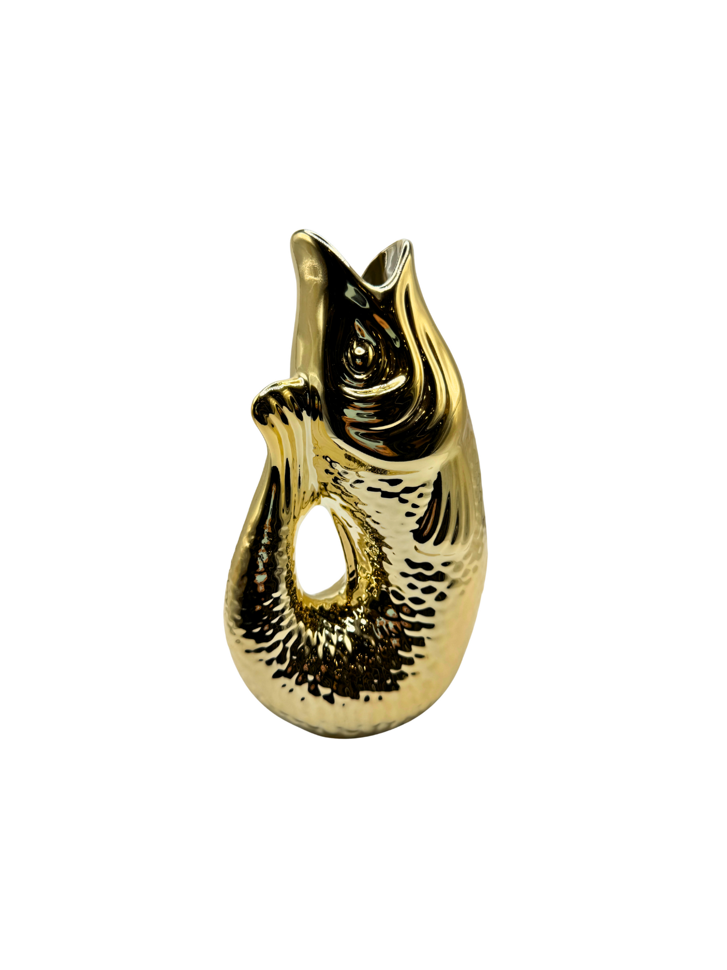 Vase Poisson en Céramique Doré