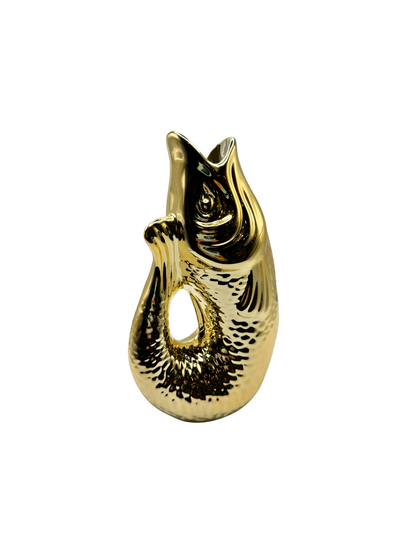 Vase Poisson en Céramique Doré