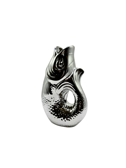 Vase Poisson en Céramique Argenté
