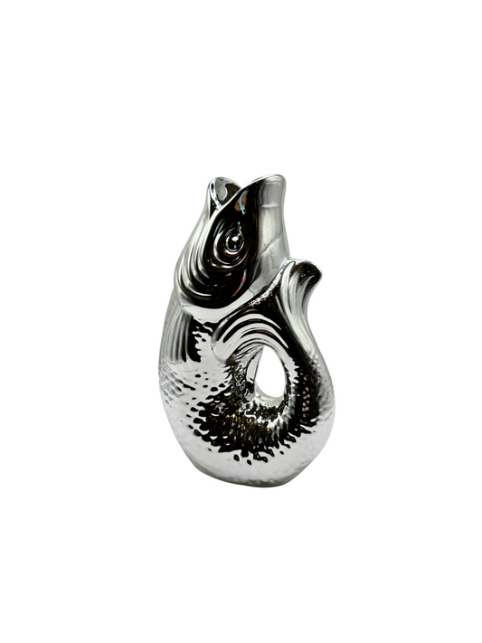 Vase Poisson en Céramique Argenté