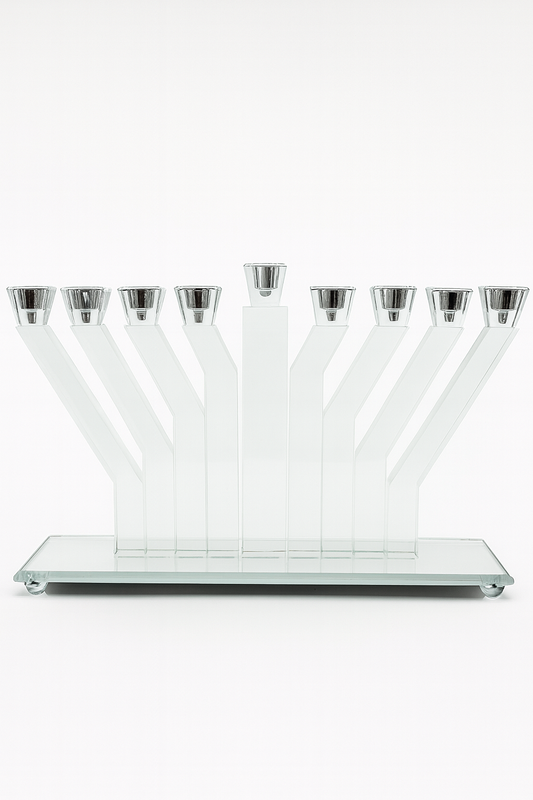 Hanoukia en verre argenté