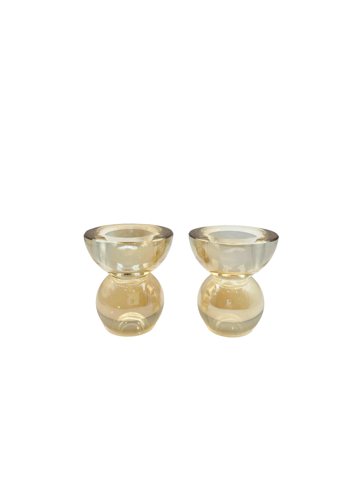 Lot de 2 Bougeoirs en Verre Dorée