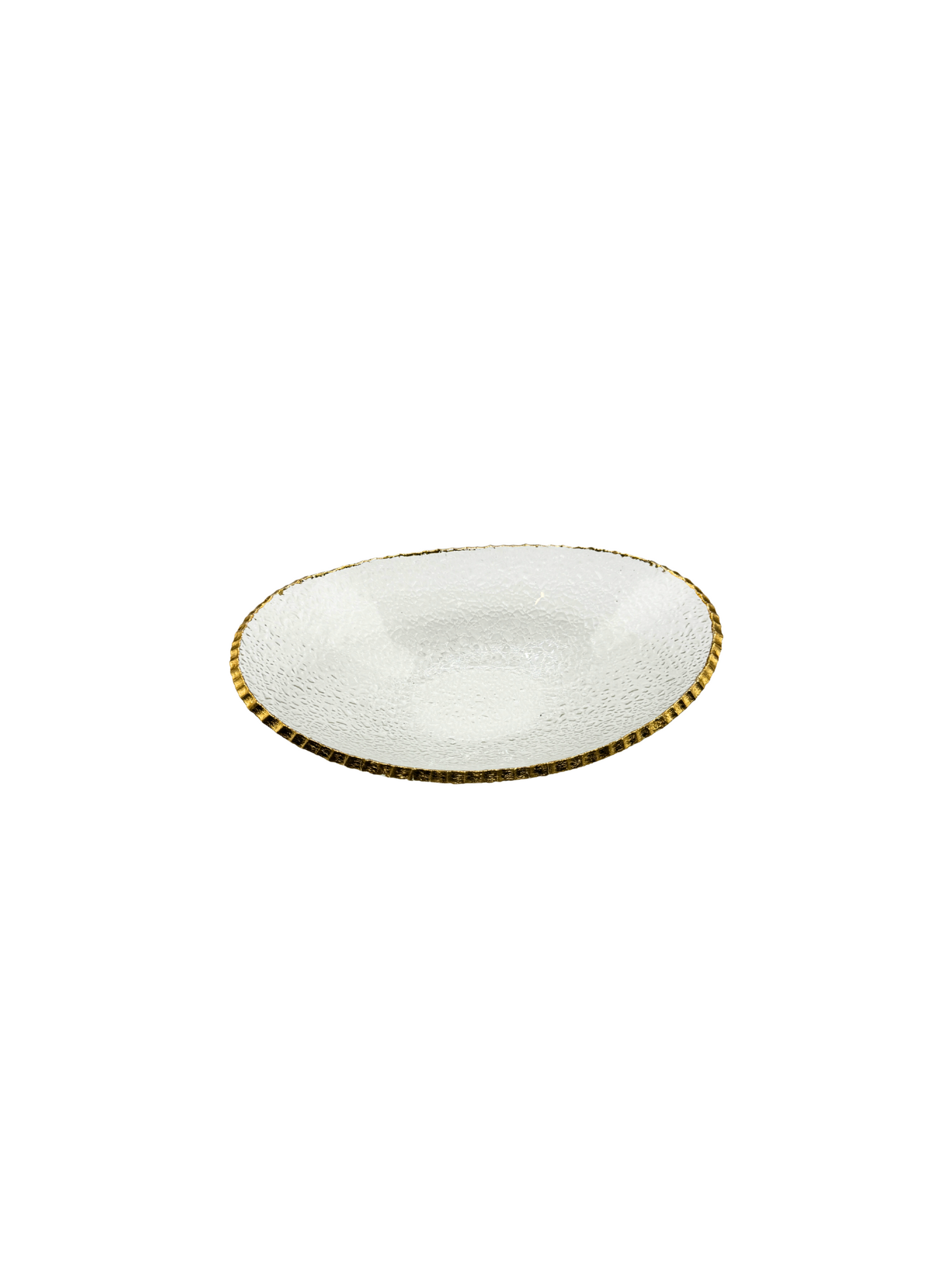 Petit Plat Ovale en Verre Martelé & Finition Dorée