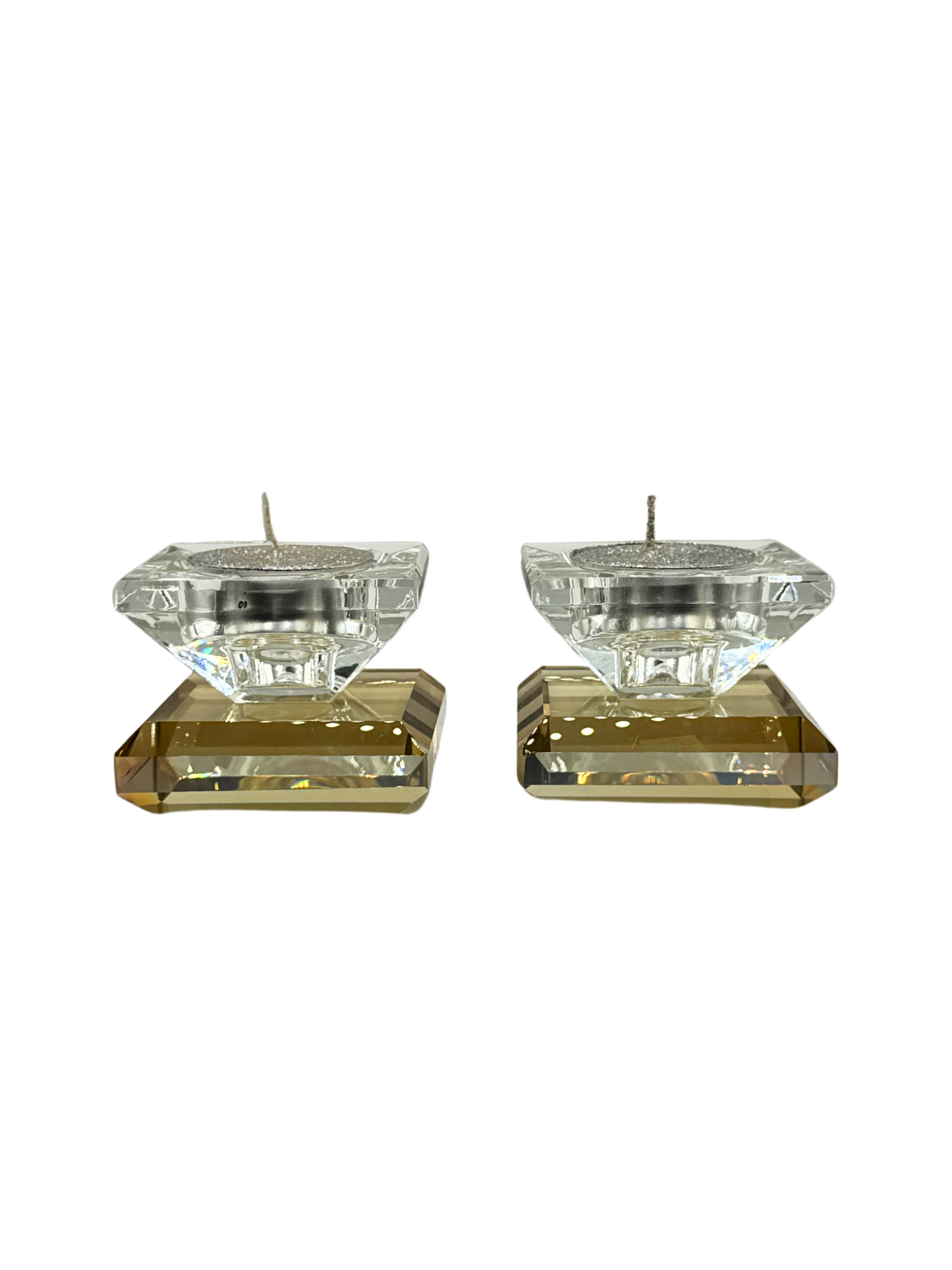 Bougeoir en Cristal avec Base Dorée – Design Élégant