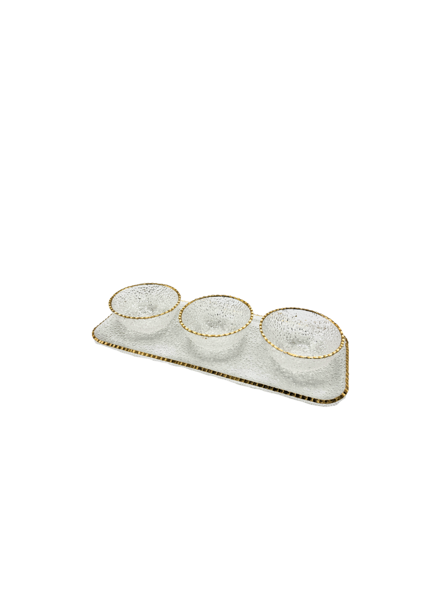 Set Apéritif 4 Pièces en Verre et Dorure