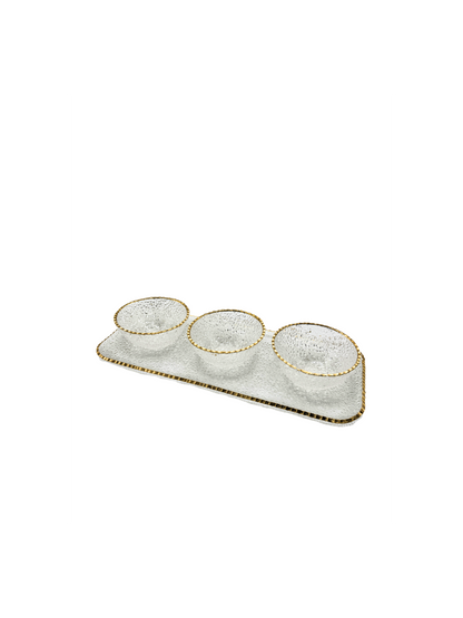 Set Apéritif 4 Pièces en Verre et Dorure