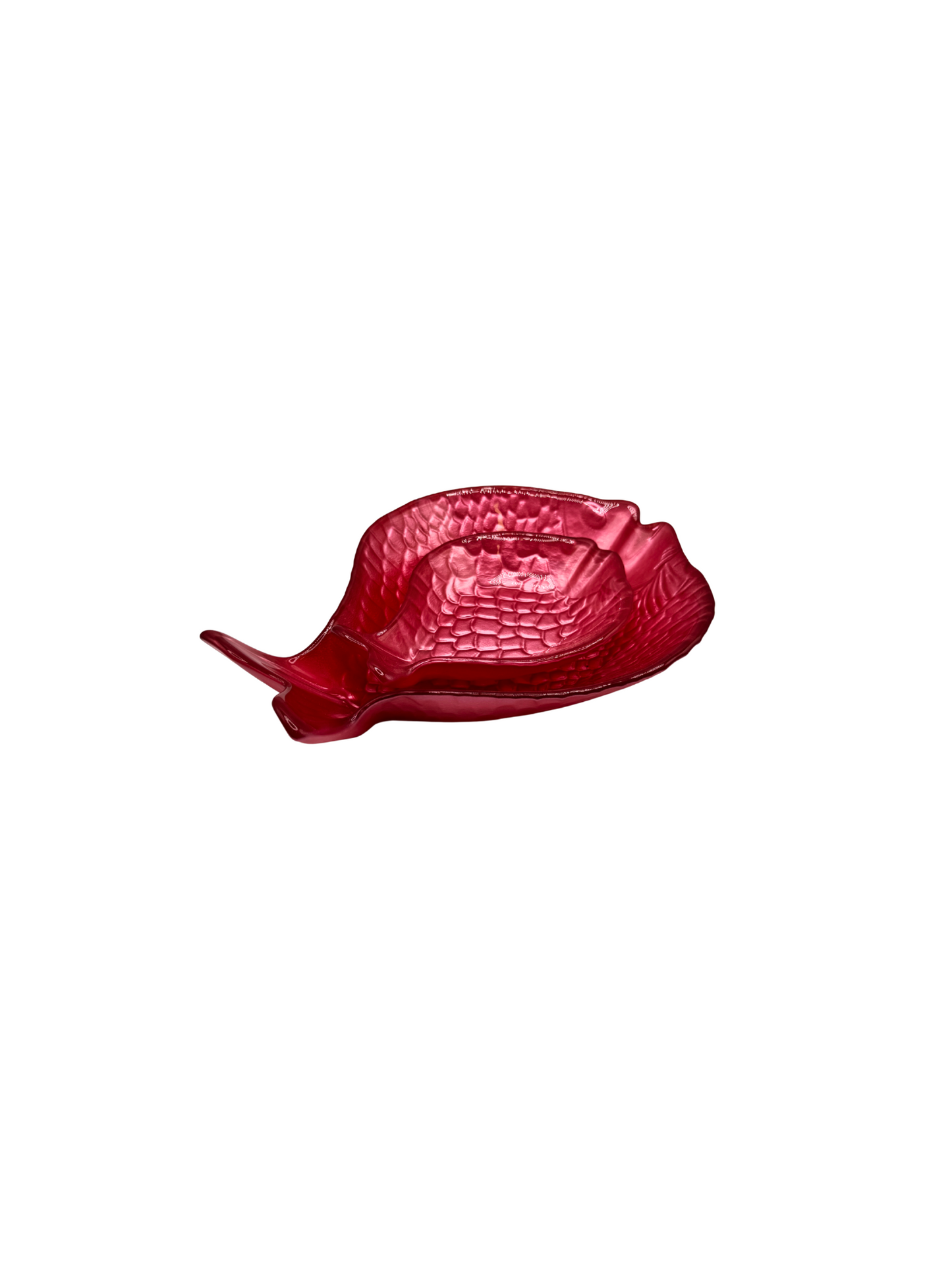 Coupelle Poisson en Verre Rouge – Grand Modèle