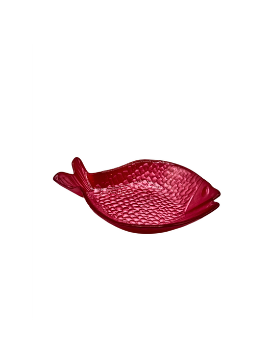 Coupelle Poisson en Verre Rouge – Grand Modèle
