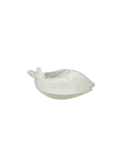 Coupelle Poisson en Verre Blanc Nacré – Grand Modèle