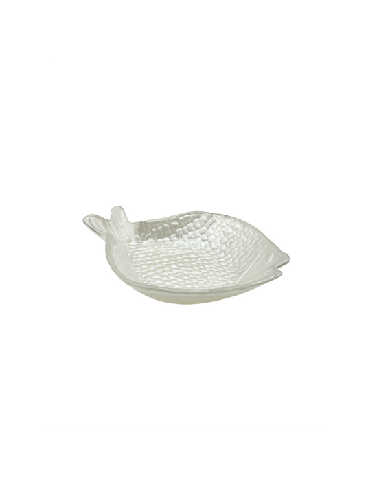 Coupelle Poisson en Verre Blanc Nacré – Grand Modèle