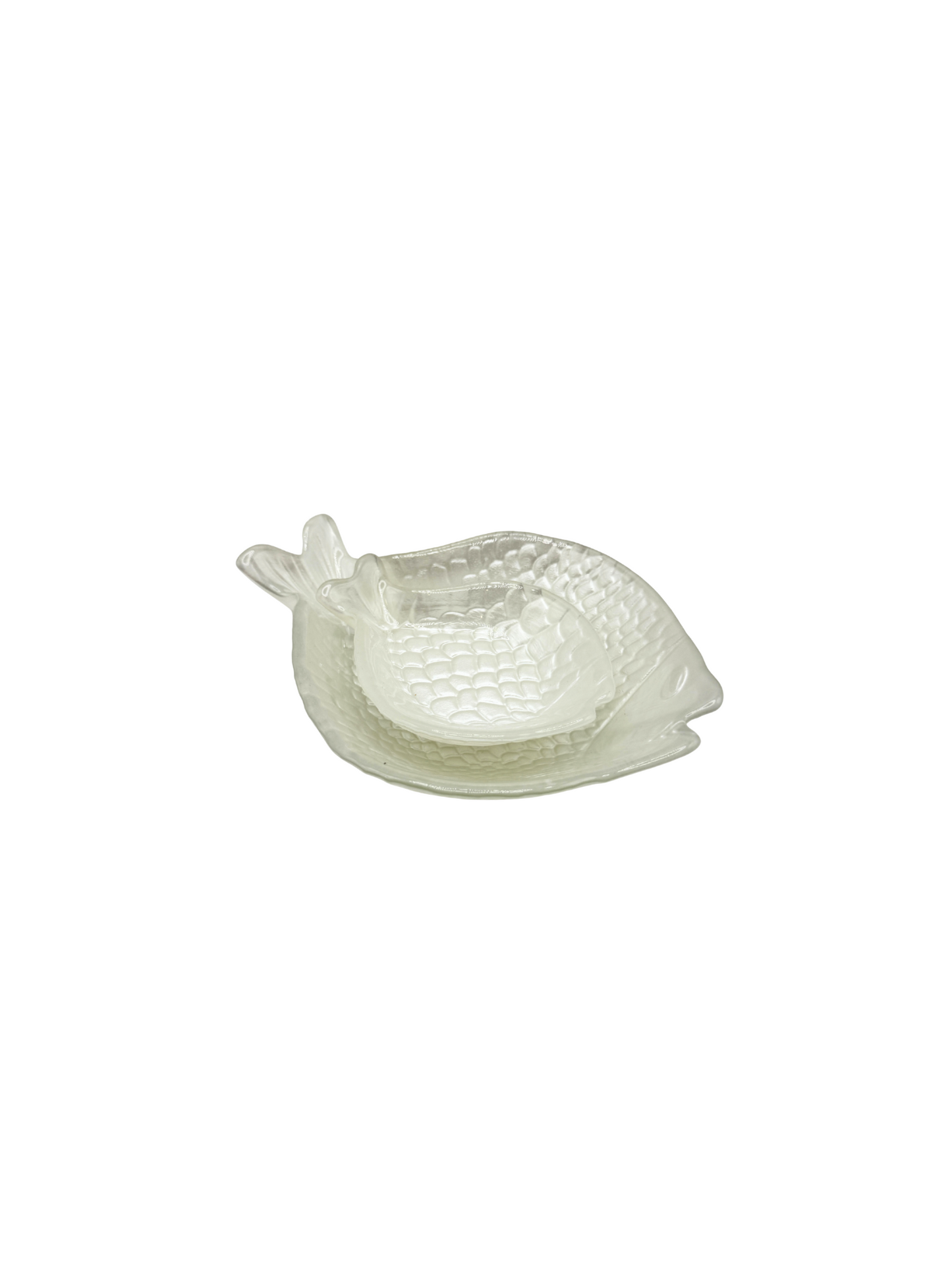 Coupelle Poisson en Verre Blanc Nacré – Petit Modèle