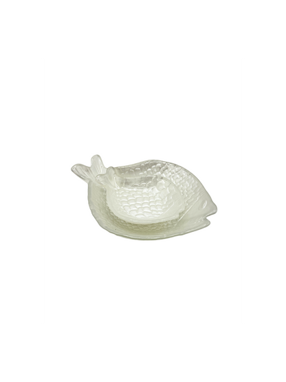 Coupelle Poisson en Verre Blanc Nacré – Petit Modèle