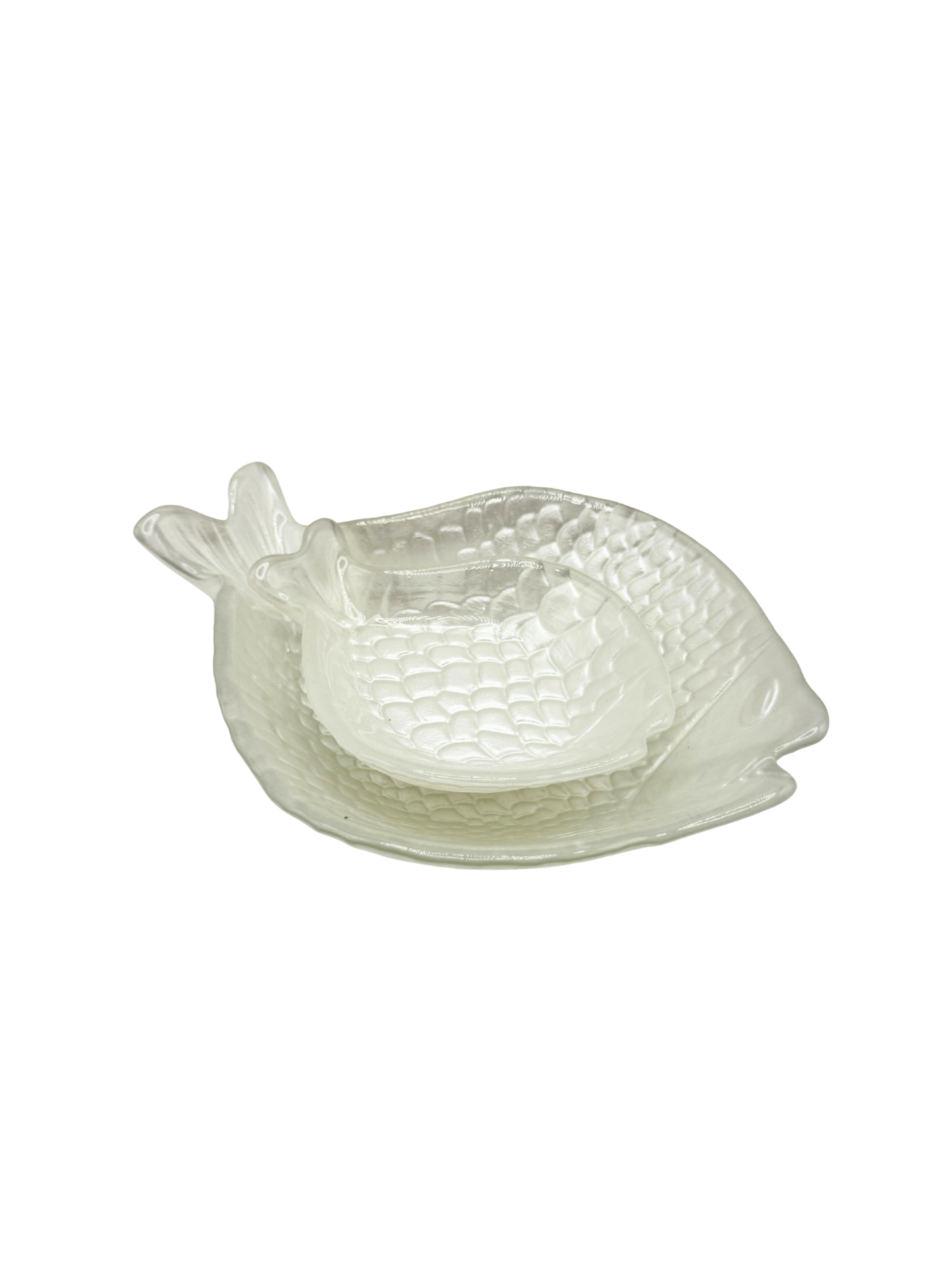 Coupelle Poisson en Verre Blanc Nacré – Grand Modèle