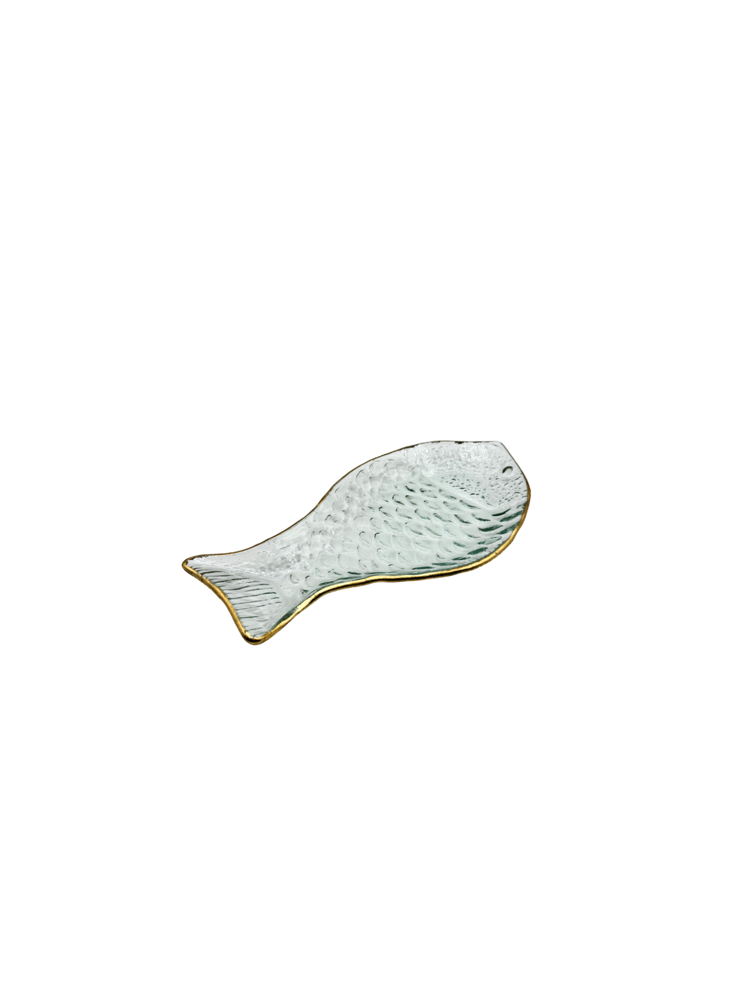 Plat Poisson en Verre Bordure Dorée – Petit Modèle