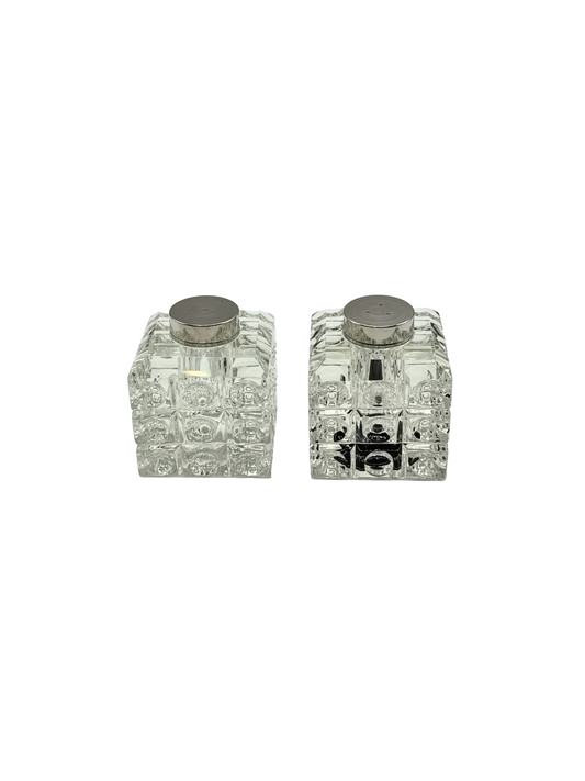 Salière & Poivrière en Cristal Élégance Argenté