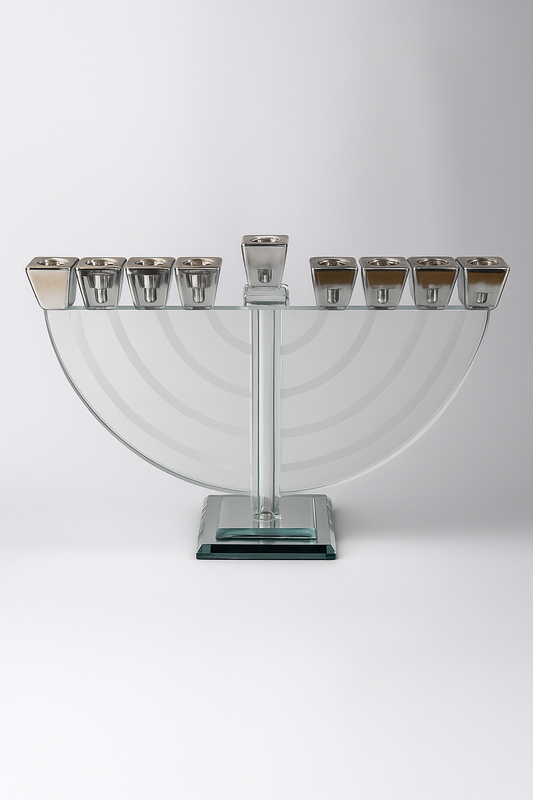 Hanoukia argent en verre