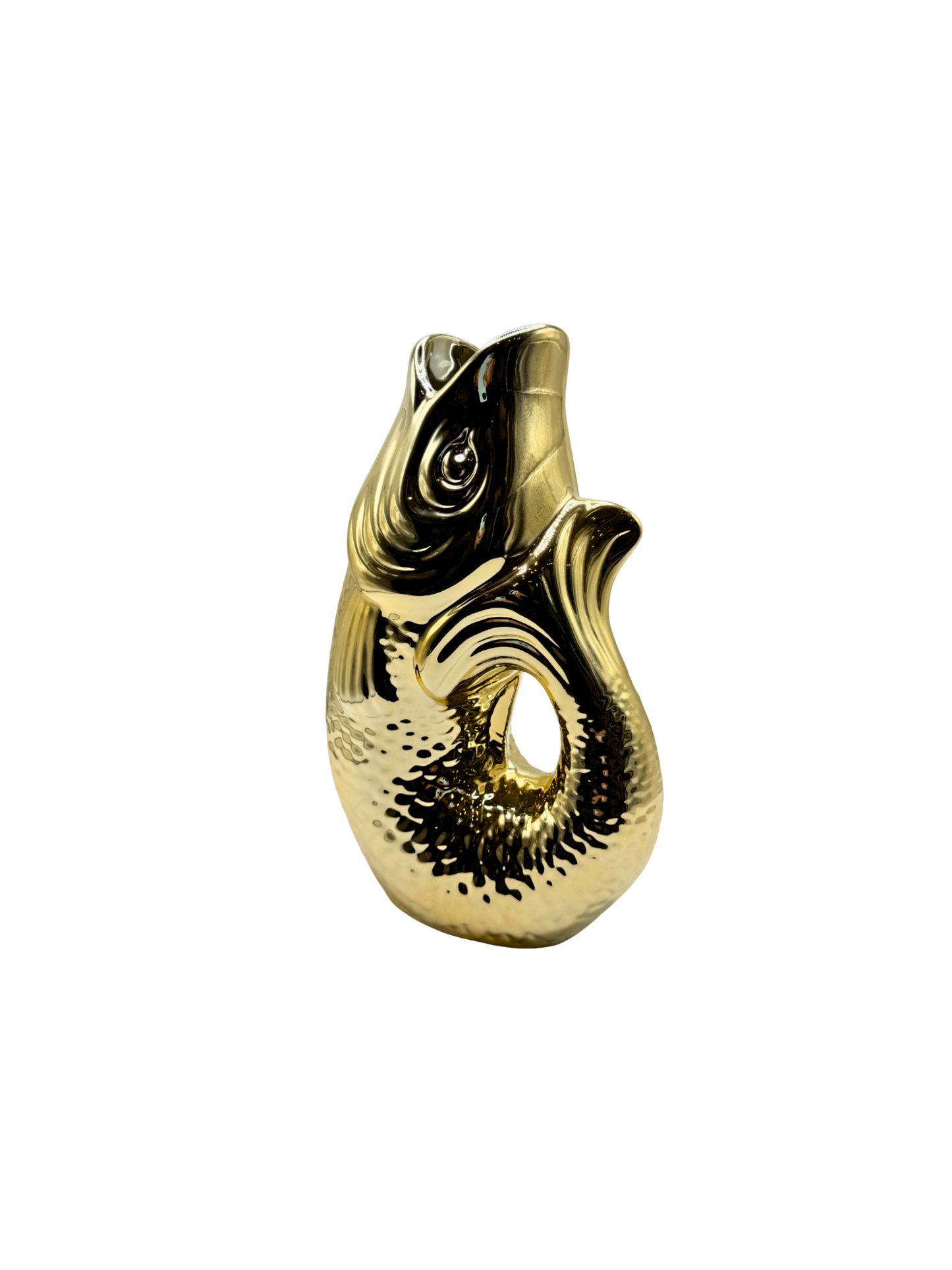 Vase Poisson en Céramique Doré