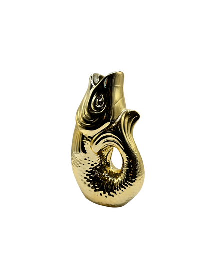 Vase Poisson en Céramique Doré
