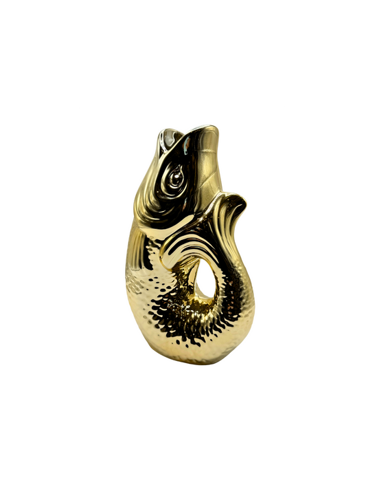 Vase Poisson en Céramique Doré