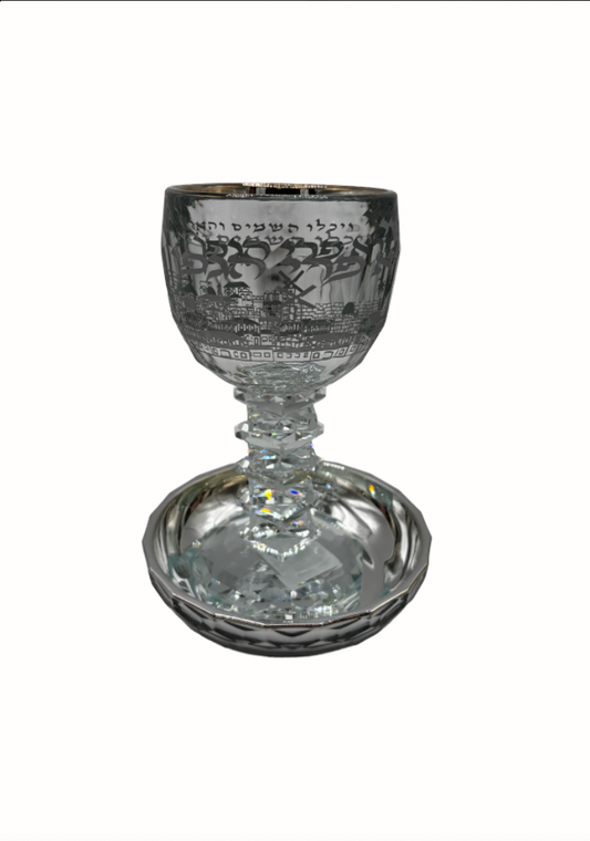 Verre de kiddouch avec coupelle argenté