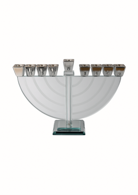 Hanoukia argentée en verre