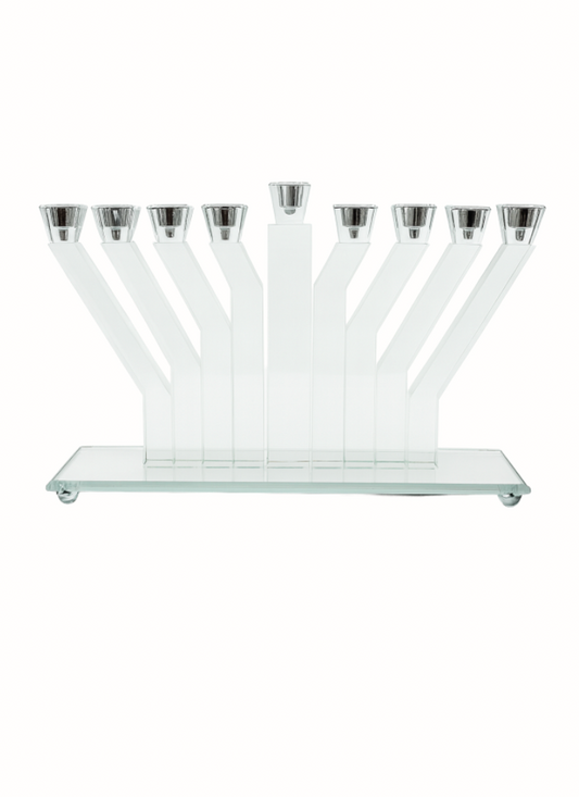 Hanoukia argentée en verre