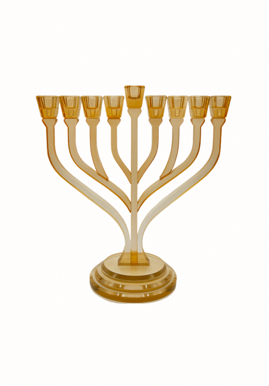 Hanoukia en verre ambrée