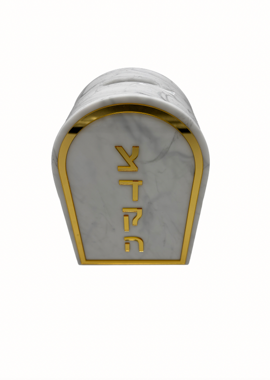 Tsedaka marbré dorée et blanche