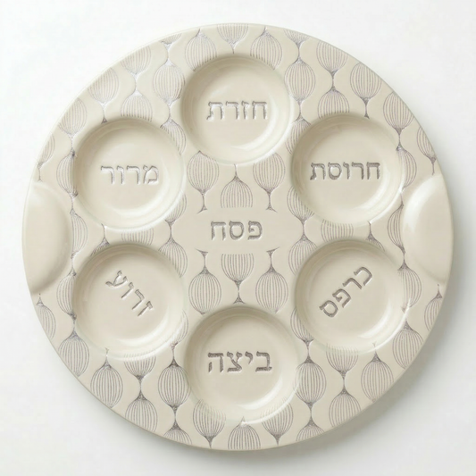 Plat de Seder blanc argent