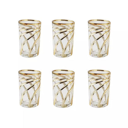 Verres à Thé à Spirales Dorées - Lot de 6