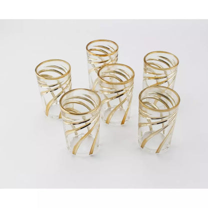 Verres à Thé à Spirales Dorées - Lot de 6